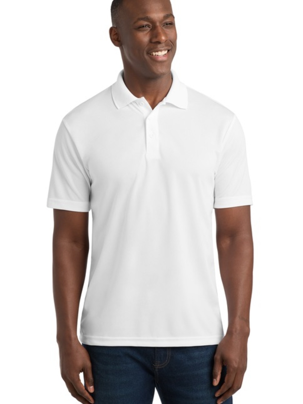 Sport-Tek Men's White Polo - Clean Short-Sleeve Performance